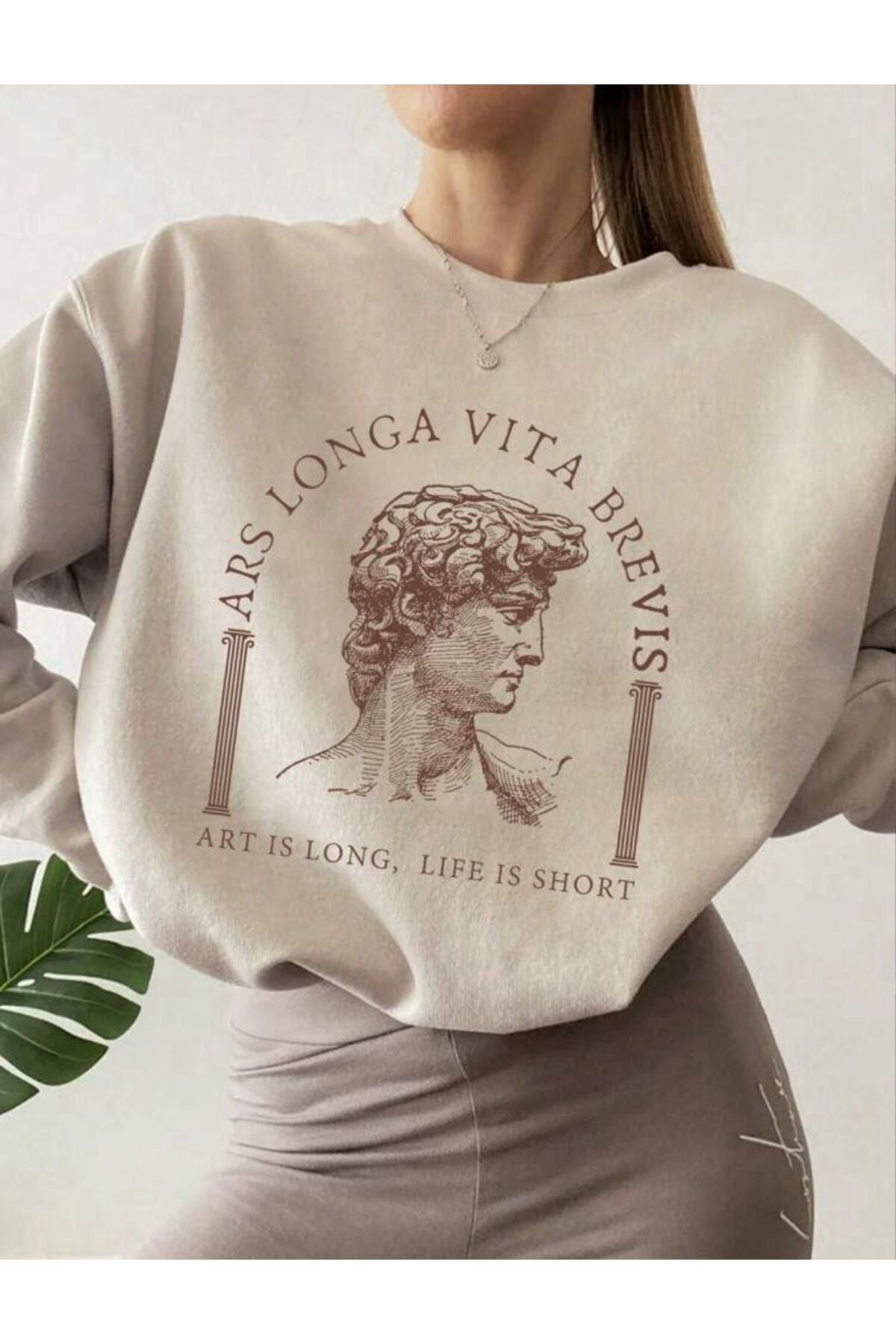 LONGA VİTA Baskılı Bisiklet Yaka Sweatshirt