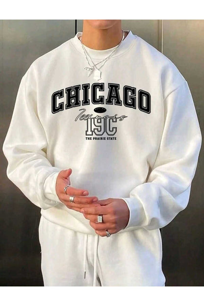 MIX baskılı pamuklu unisex oversize kalıp bisiklet yaka sweatshirt erkek giyim sweat