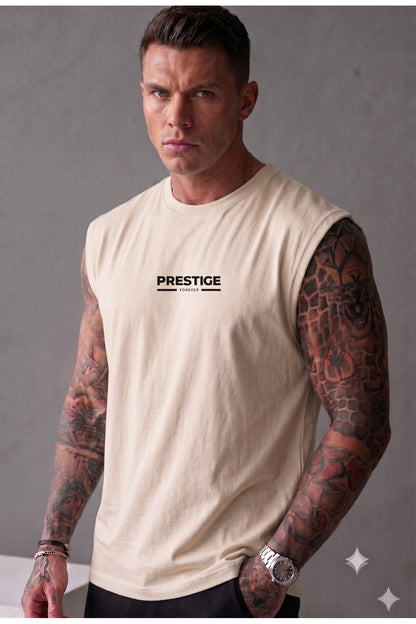PRESTIGE Baskılı Erkek Sıfır Kol Sporcu Atlet T-shirt (Pamuk/Penye)