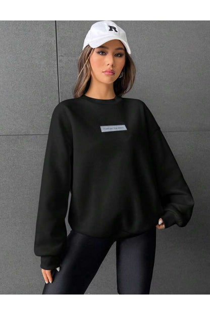 IT'S OKEY NOT TO BE PERFECT Baskılı Bisiklet Yaka Oversize Sweatshirt