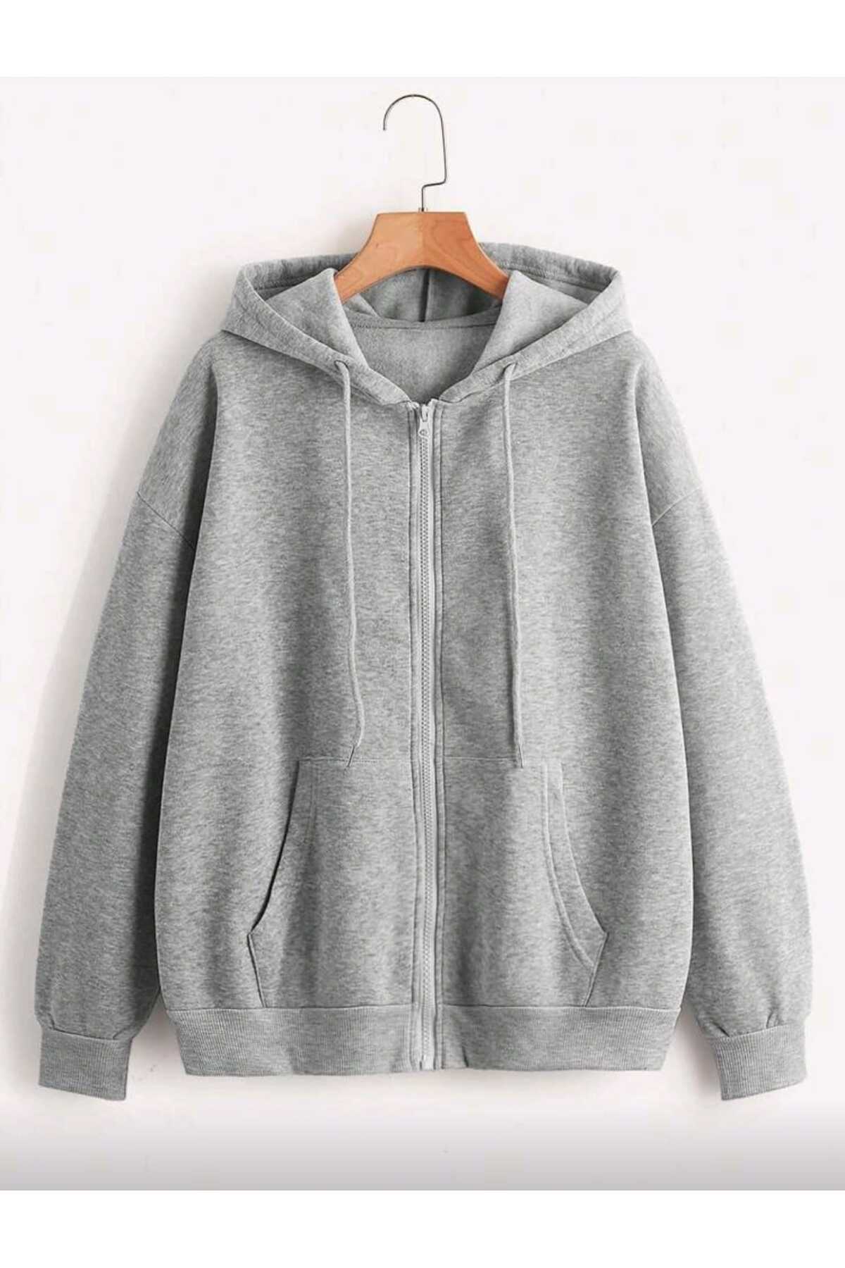 Fermuarlı Kalın Kışlık Şardonlu Unisex Sweatshirt