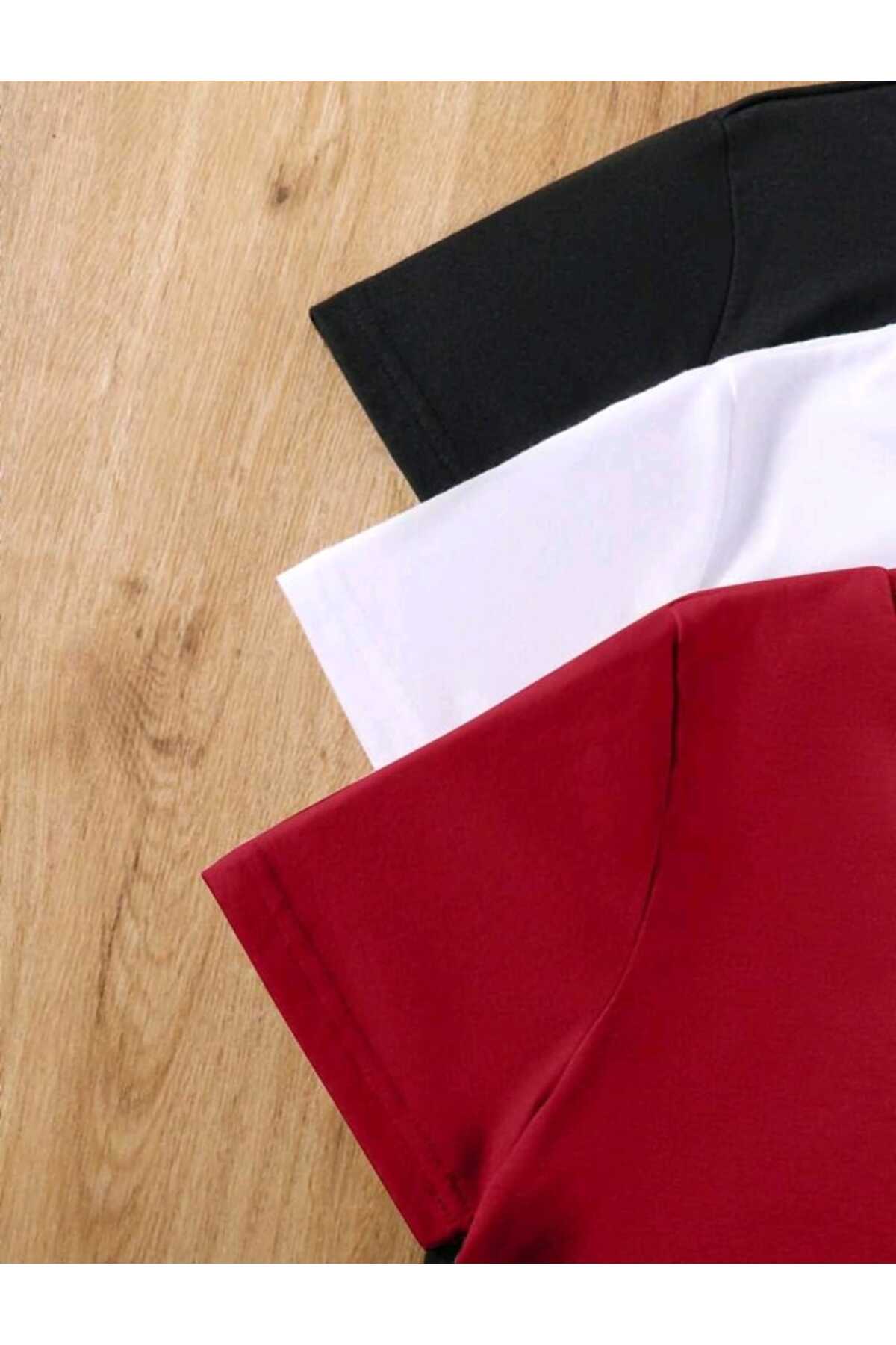 Çocuk Basic Düz Baskısız 3 Adet PAKET Tshirt