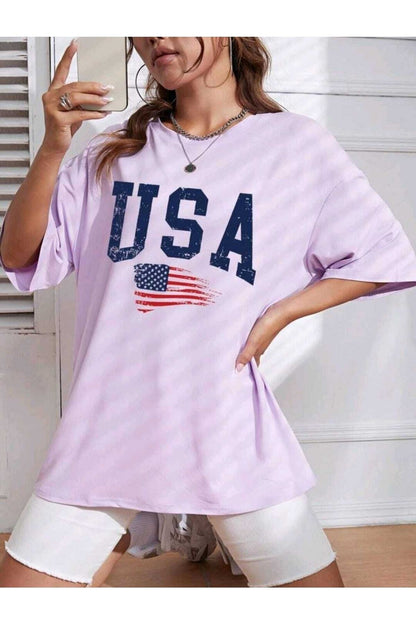 Oversize Usa Baskılı Tshirt