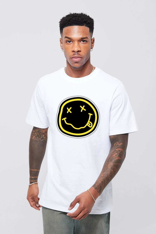 Unisex Emoji Oversize Pamuk Bisiklet Yaka Tshirt
