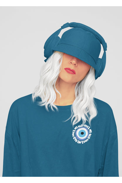 No Bad VIBES Oversize Geniş Kalıp Pamuklu T-shirt