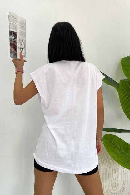 Düz Giy Çık Kadın Kolsuz Sıfır Kol Trend T-Shirt