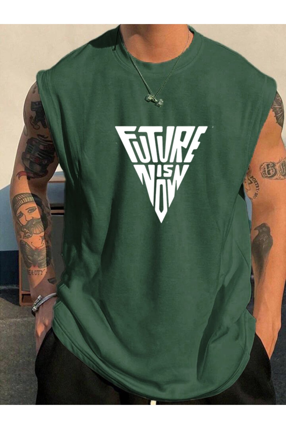 FUTURE Baskılı Kolsuz tshirt Erkek Sıfır Kol Giyim Spor Giyim Oversize T-SHİRT