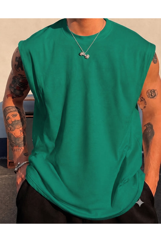 Düz Giy Çık Erkek Kolsuz Sıfır Kol Trend T-Shirt