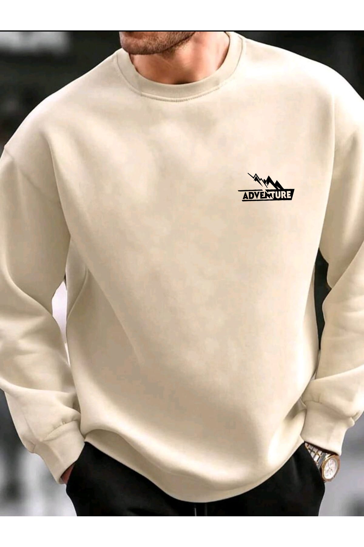 ADVENTURE Erkek Pamuklu Bisiklet Yaka Sweatshirt