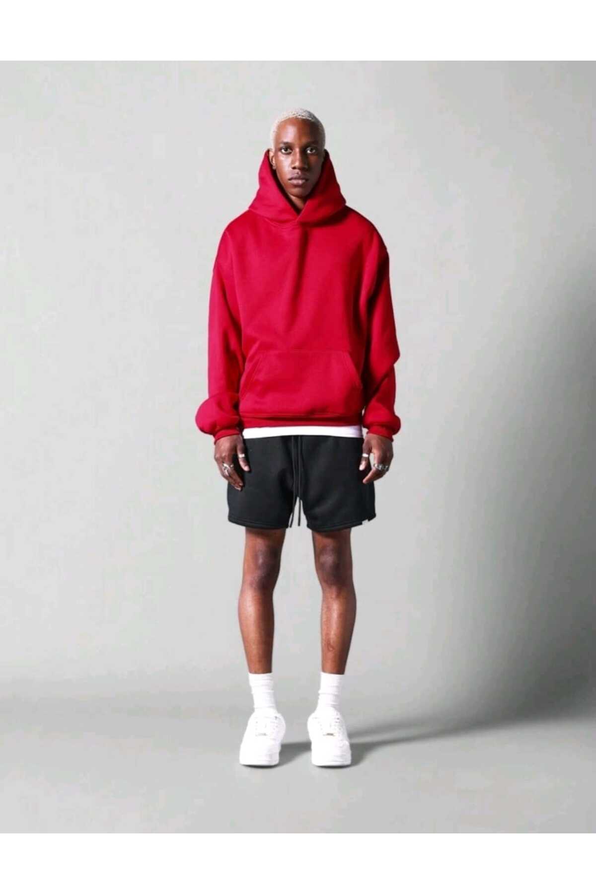 Unisex Basic Baskısız Pamuklu Oversize Kapüşonlu