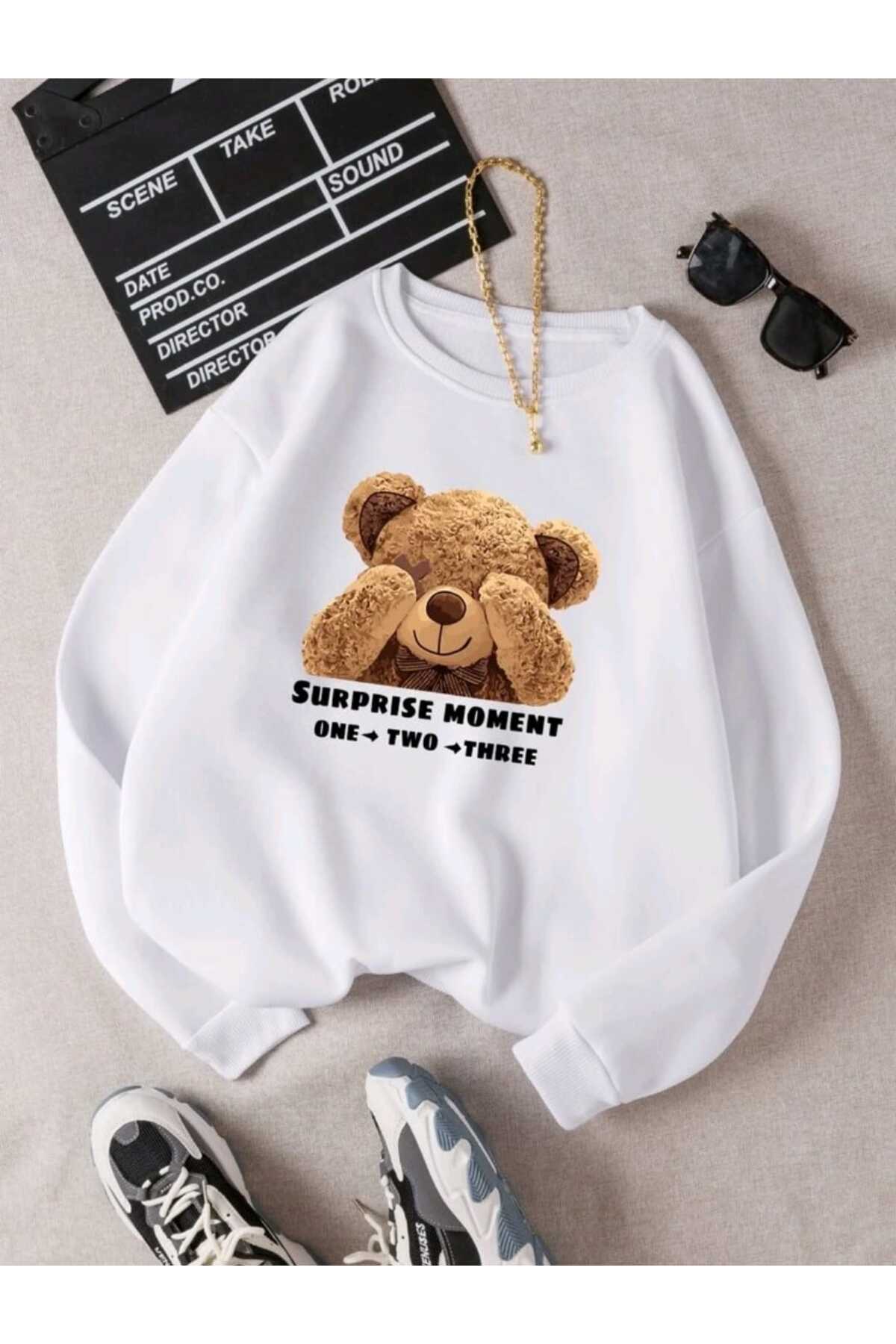 MOMENT Baskılı Bisiklet Yaka Sweatshirt Serisi