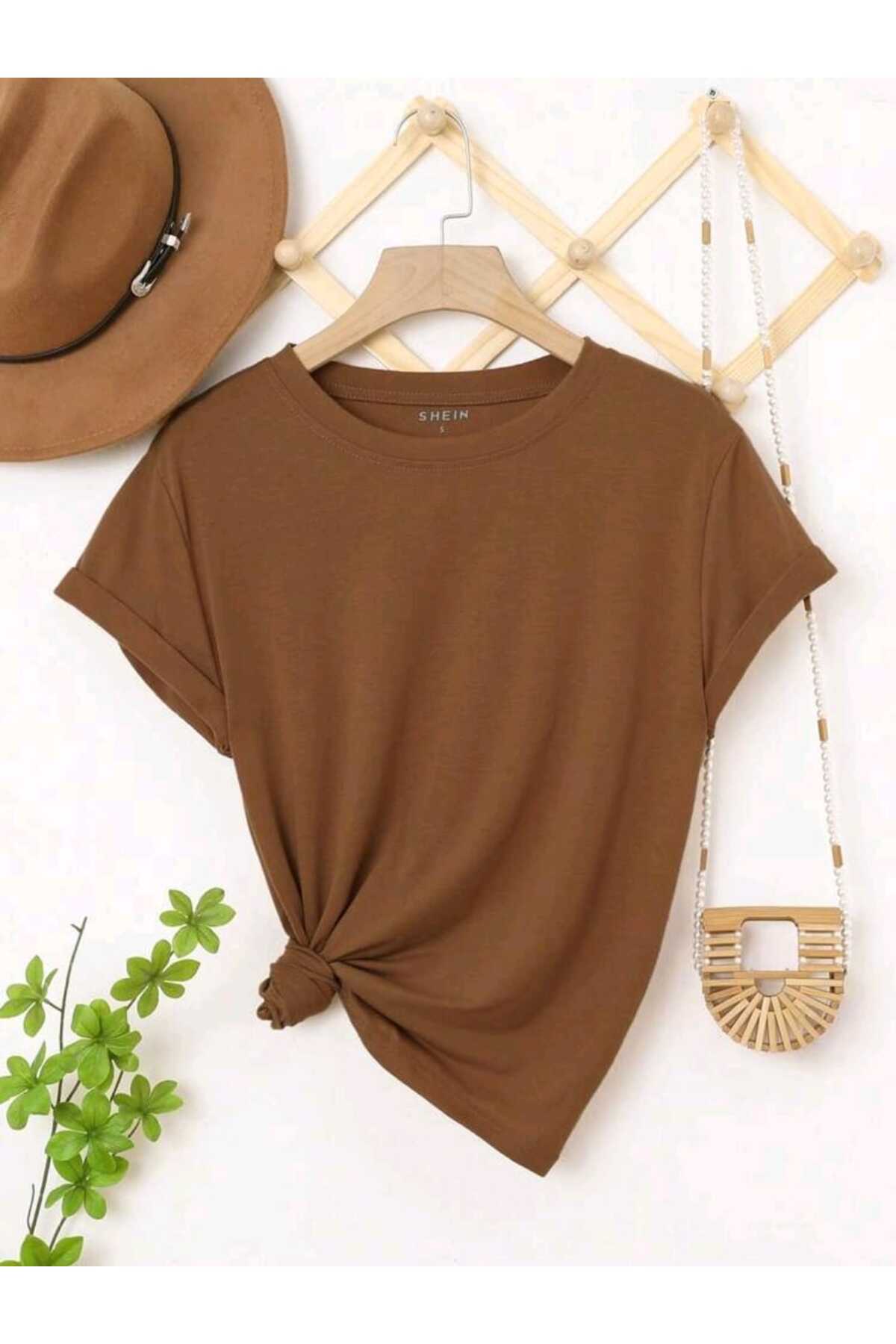 Düz Baskısız Basic Yazlık Kadın Tshirt