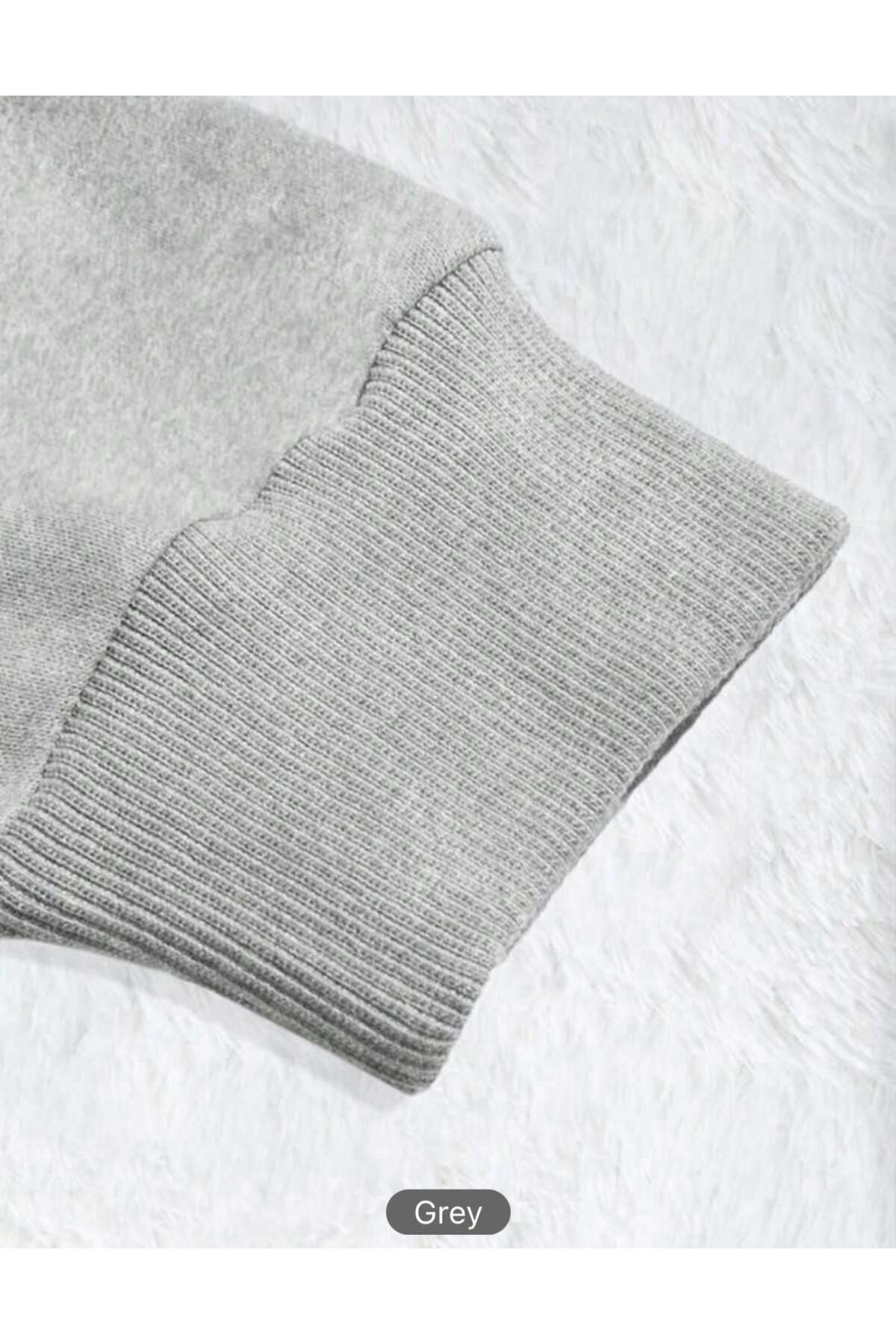 Kapüşonlu Sweatshirt Düz Baskısız ( Soft ) Geniş Kalıp