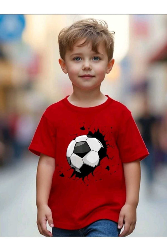 Unisex Futbol Topu Baskılı Çocuk Tshirt