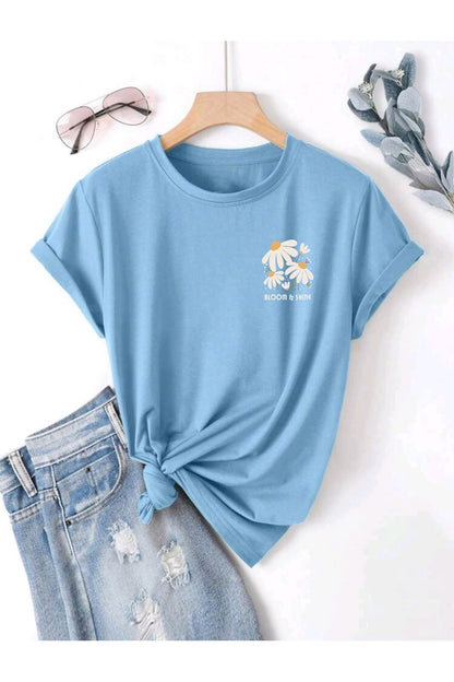 BLOOM SHINE Baskılı UNISEX YAZLIK Pamuklu Kısa Kol Tshirt