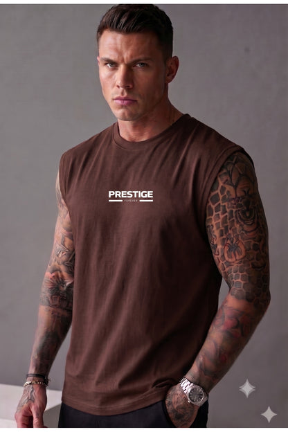 PRESTIGE Baskılı Erkek Sıfır Kol Sporcu Atlet T-shirt (Pamuk/Penye)
