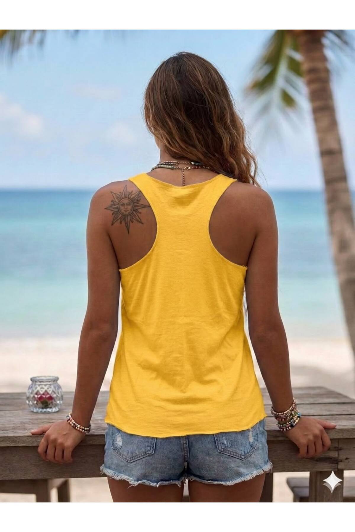 Kadın YÜZÜCÜ Model (Düz Baskısız) Askılı Penye Tshirt