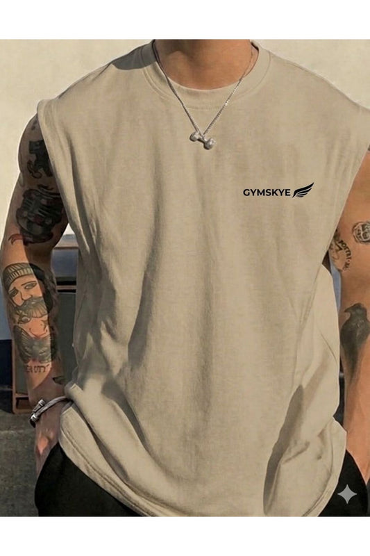 SkyeGym Baskılı Sıfır Kol Oversize T-shirt