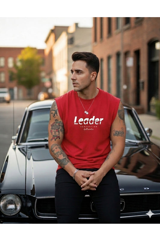 LEADER Basıkılı Sıfır Kol T-Shirt