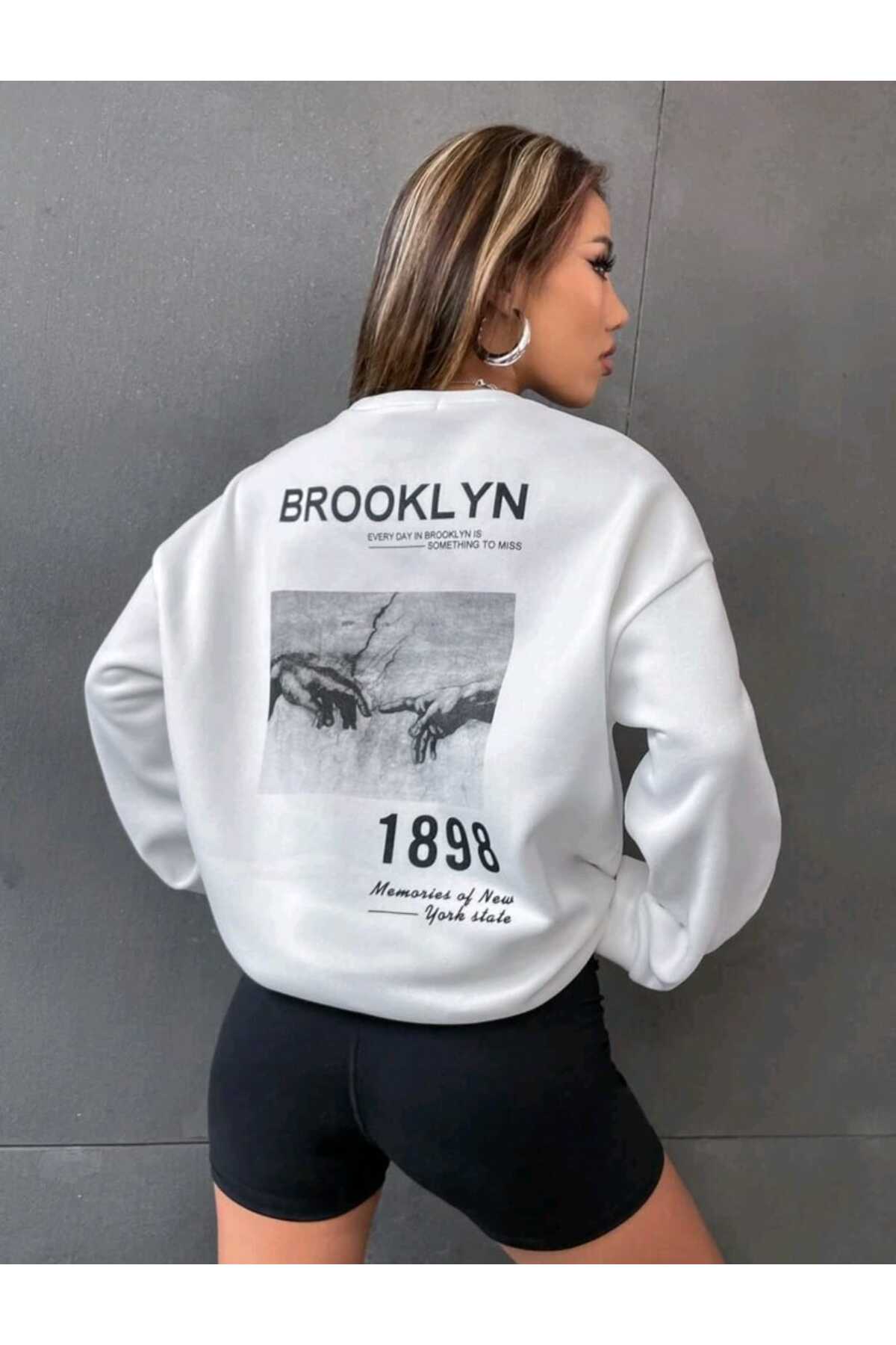 Every Day Brooklyn Baskılı Süper Kalite Bisiklet Yaka Sweatshirt ( Geniş Kalıp )