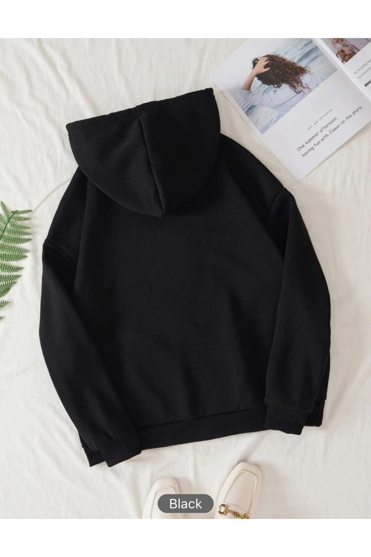 Kapüşonlu Sweatshirt Düz Baskısız ( Soft ) Geniş Kalıp