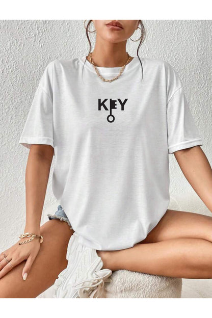 Key ( Anahtar ) Baskılı Pamuklu Tshirt