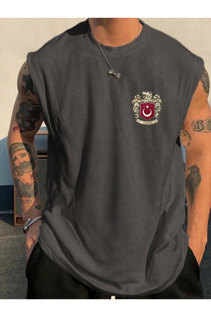 TÜRKİYE Arma Kurt  Erkek Kolsuz Sıfır Kol Trend T-Shirt