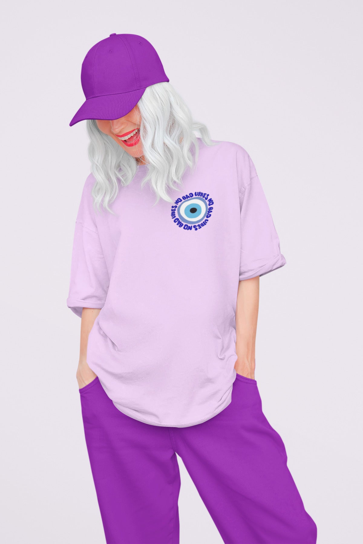 No Bad VIBES Oversize Geniş Kalıp Pamuklu T-shirt