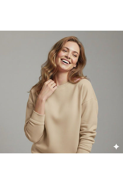 Basic Bisiklet Yaka Kadın Sweatshirt