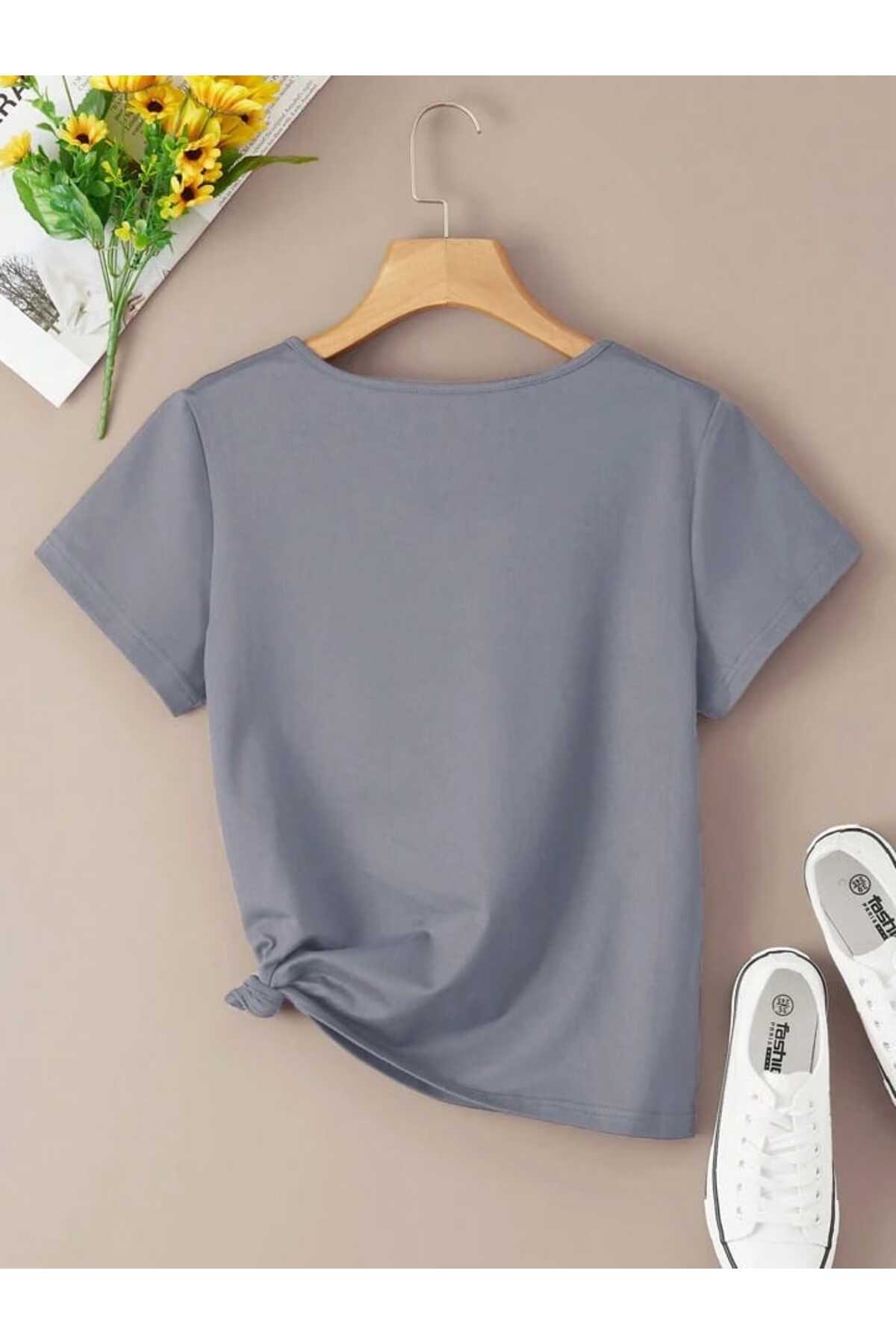 V Yaka (düz Desensiz) Basic Giy Çık Pamuklu Tshirt