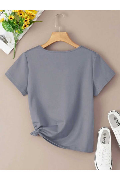 V Yaka (düz Desensiz) Basic Giy Çık Pamuklu Tshirt
