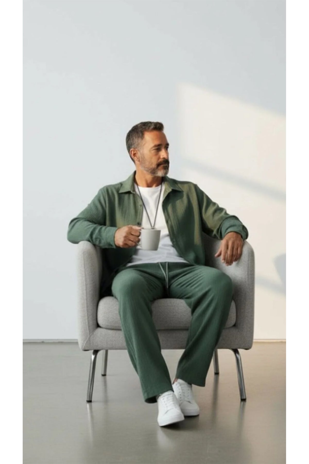 Erkek Uzun Kollu (Gömlek ve Pantolon) Bürümcük Eşofman Takım