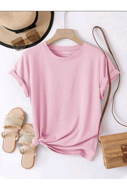 Düz Baskısız Basic Yazlık Kadın Tshirt