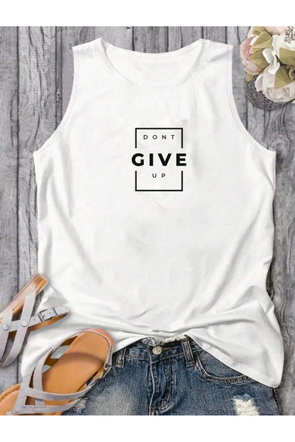 DONT GIVE UP Kadın Pamuklu (Omuzu Açık) Kolsuz Yazlık T-shirt