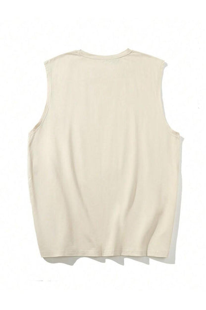 Erkek Sıfır Kol Baskısız Giyim Spor Giyim Oversize T-SHİRT