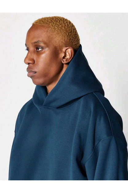 Basic baskısız pamuklu oversize kapüşonlu