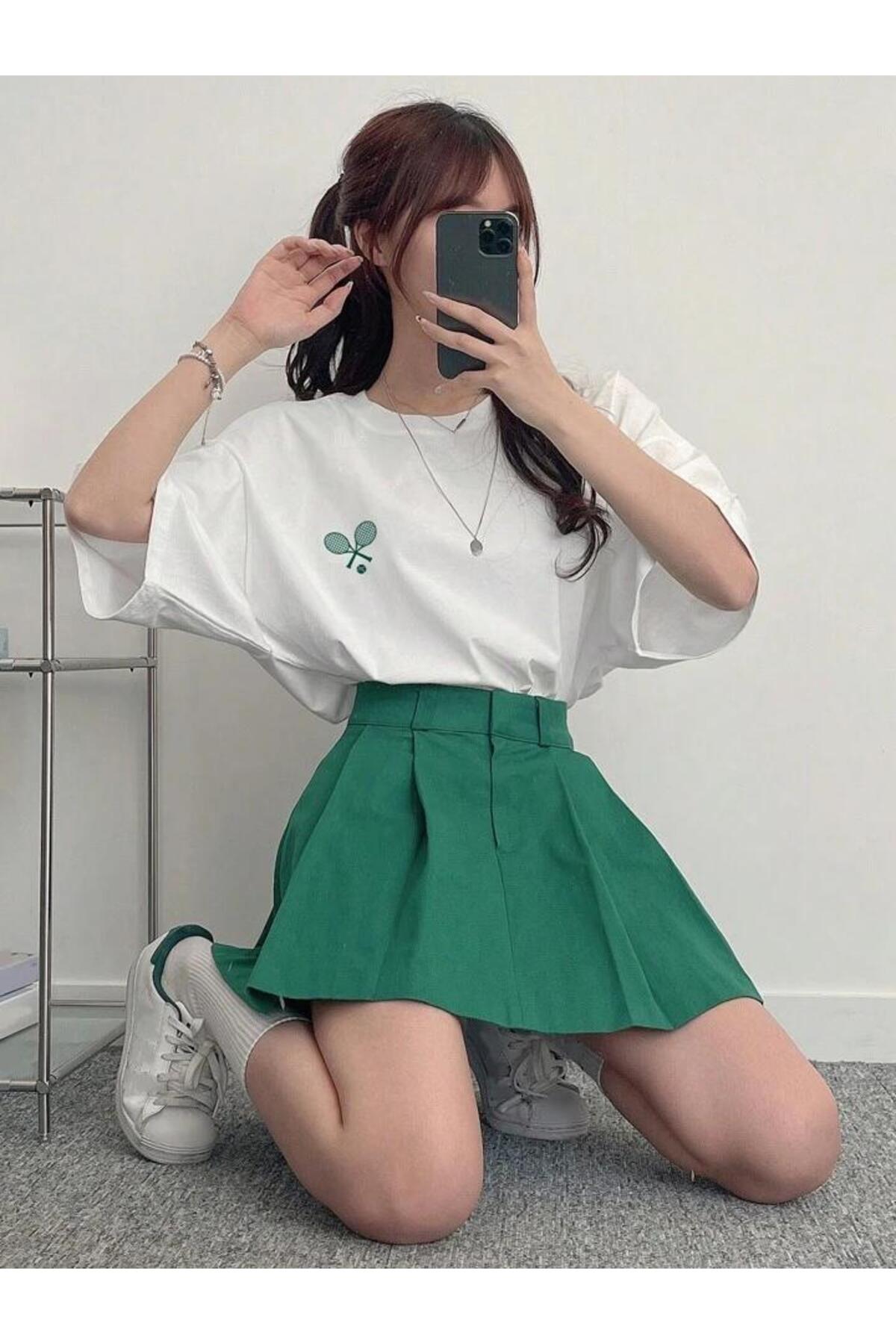 TENİS RAKET Baskılı Pamuklu Kısa Kol (Oversize) Tshirt