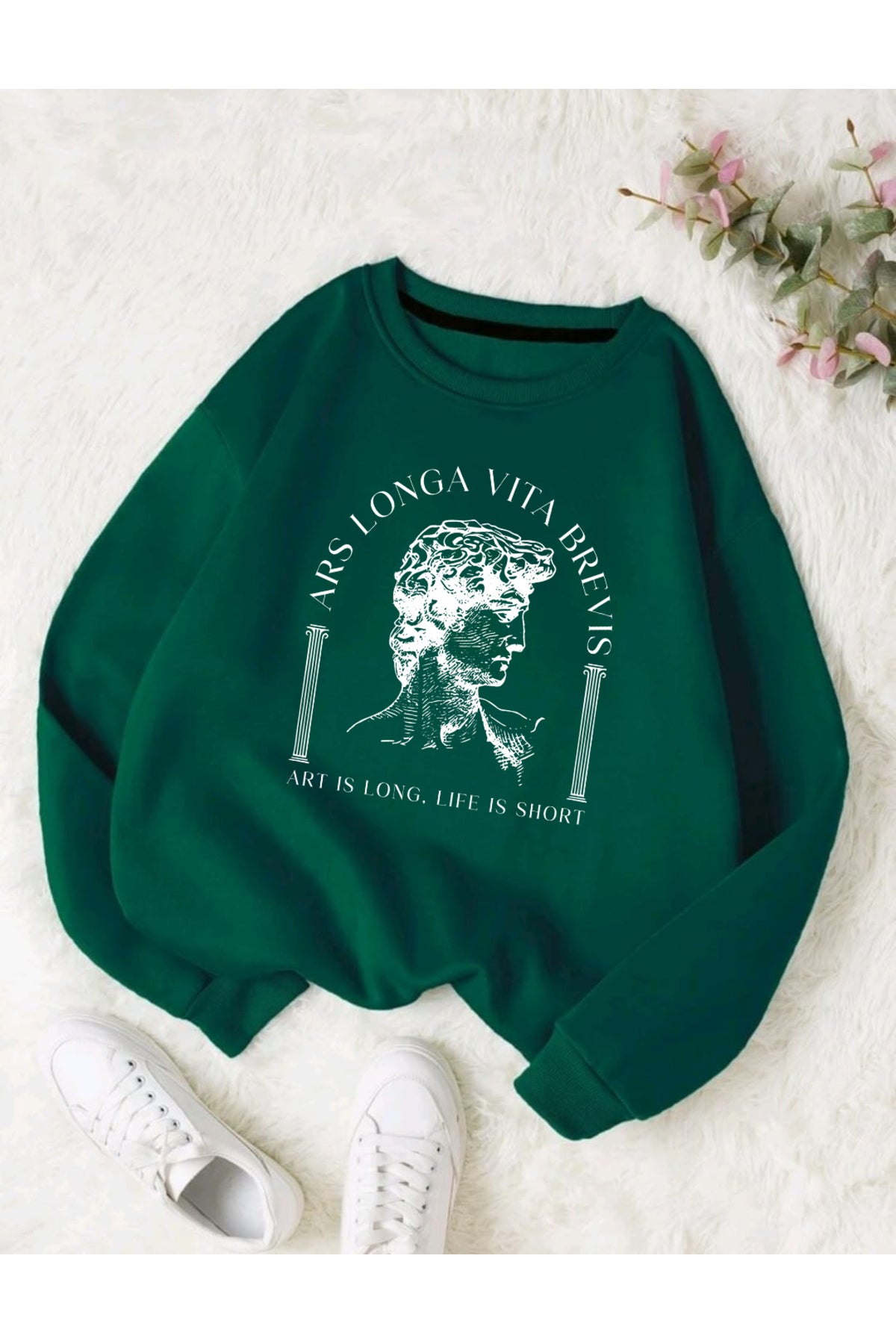 LONGA VİTA Baskılı Bisiklet Yaka Sweatshirt Serisi
