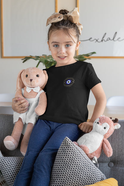 Kız Çocuk Relax (NAZAR BONCUĞU) Baskılı Bisiklet Yaka Pamuklu T-shirt