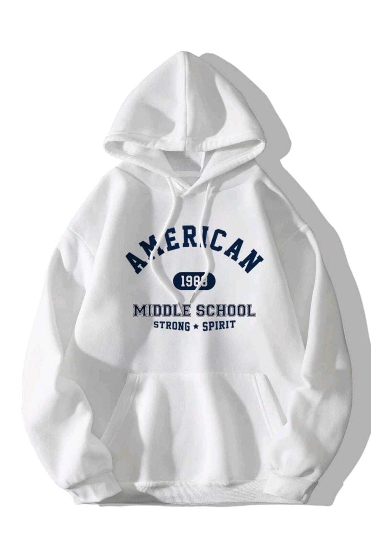 American 1983 Baskılı Oversize Kapşonlu Spor Sweatshirt