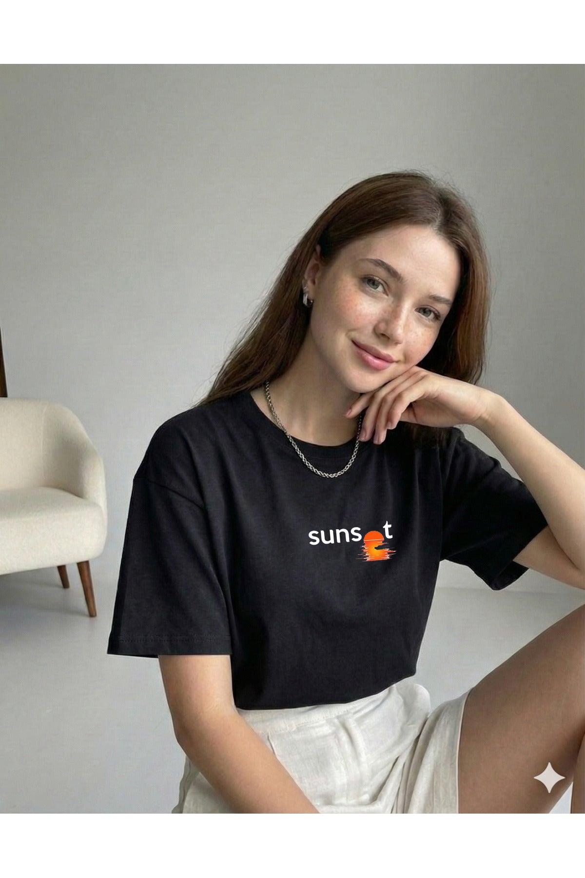 SUNSET Baskılı Kadın Regular Kalıp T-Shirt