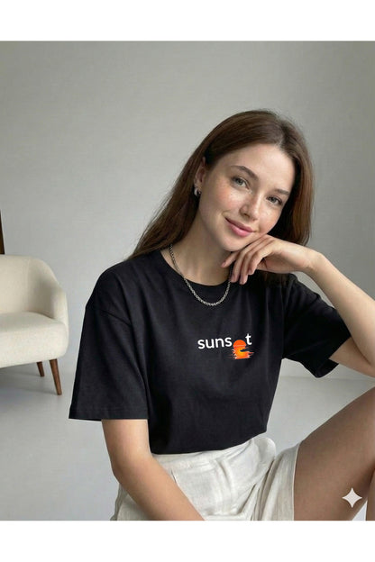 SUNSET Baskılı Kadın Regular Kalıp T-Shirt