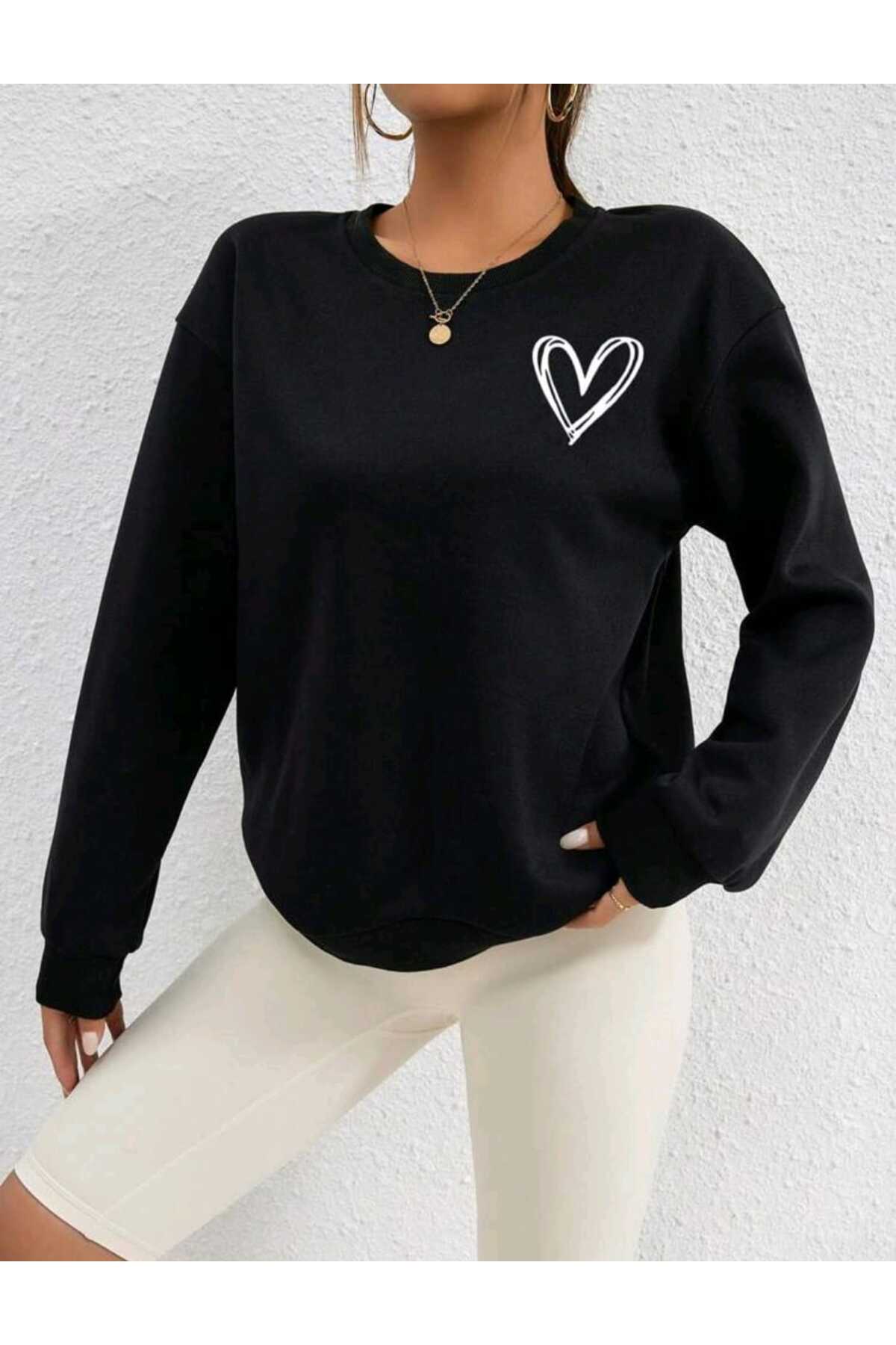 KALP Baskılı Bisiklet Yaka Sweatshirt ( SOFT ) Geniş Kalıp ( Oversize )