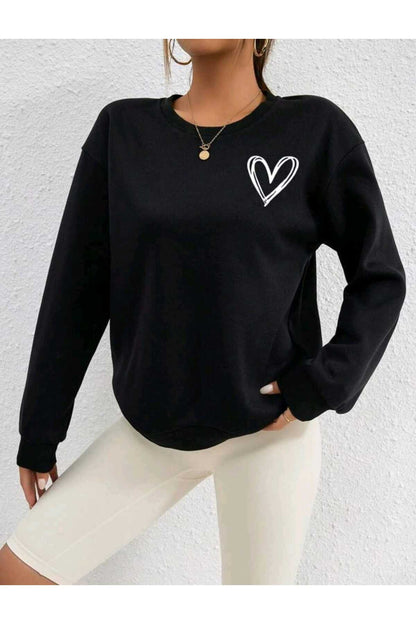 KALP Baskılı Bisiklet Yaka Sweatshirt ( SOFT ) Geniş Kalıp ( Oversize )