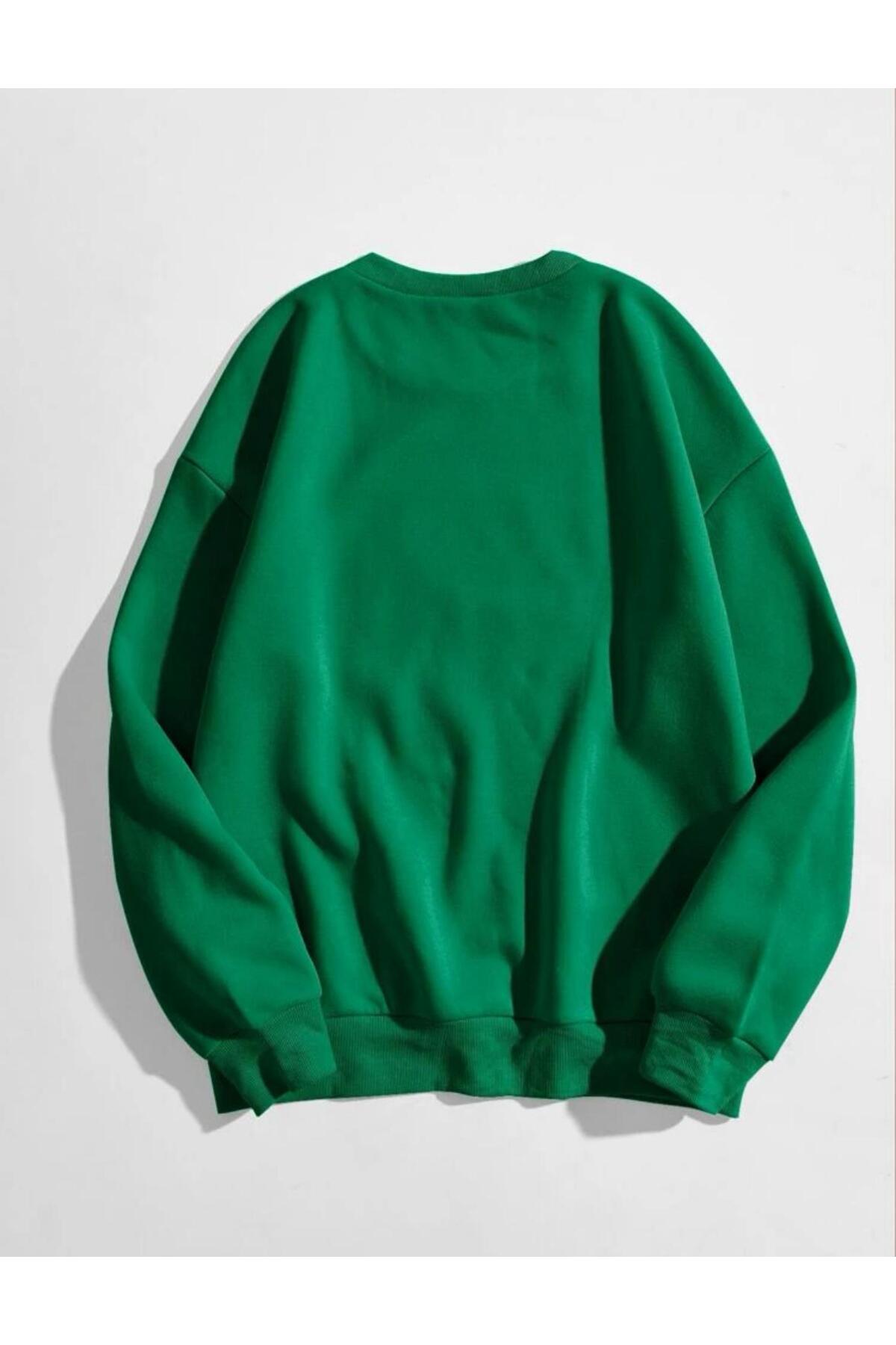 RUN Baskılı Bisiklet Yaka Pamuklu Sweatshirt