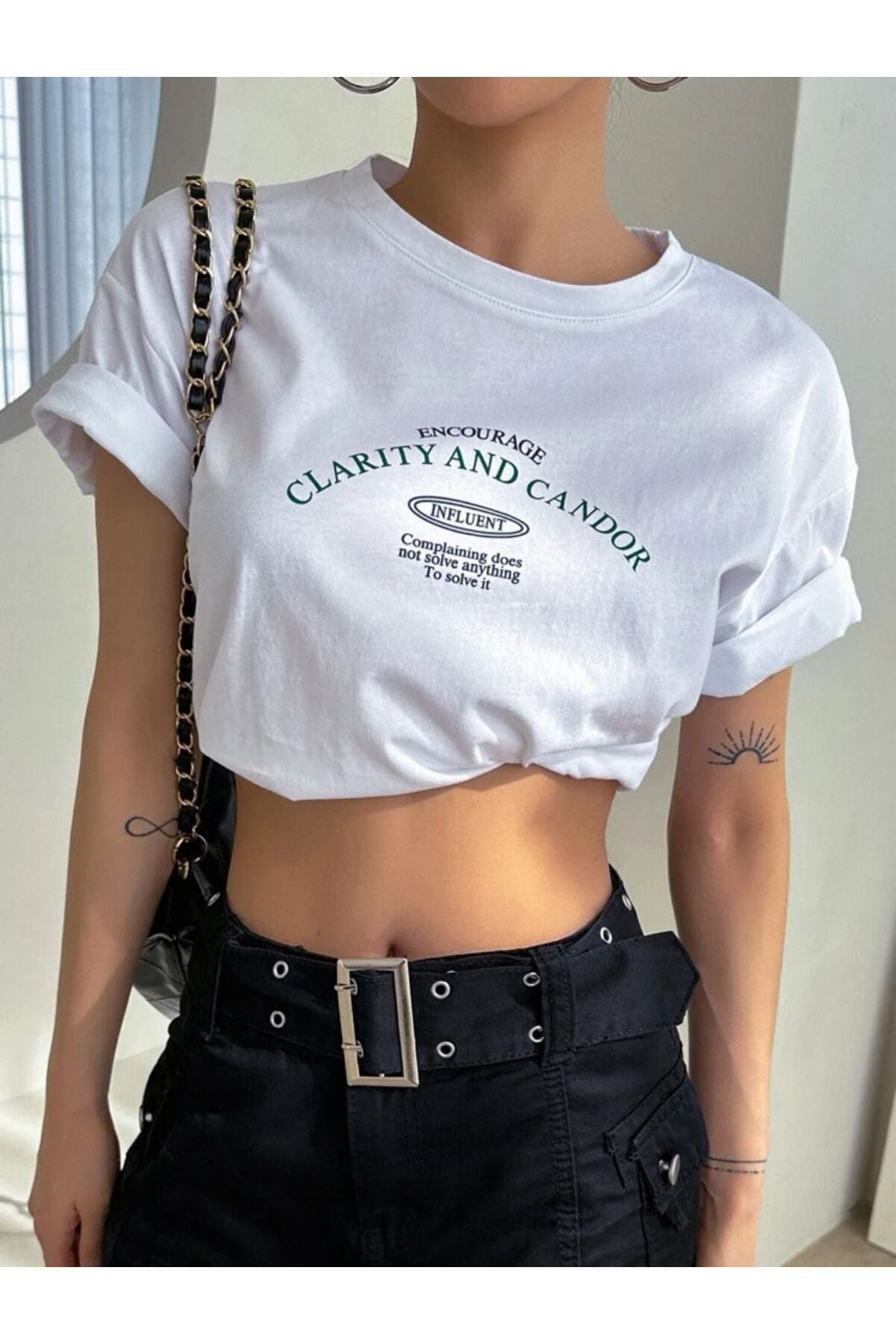 CLARITY Baskılı Oversize Pamuklu Tshirt