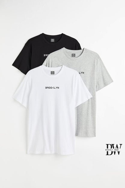 Brooklyn Baskılı 3ü1 Arada Bisiklet Yaka Pamuklu Spor Tshirt Unisex