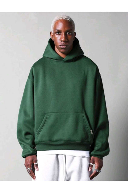 Basic baskısız pamuklu oversize kapüşonlu