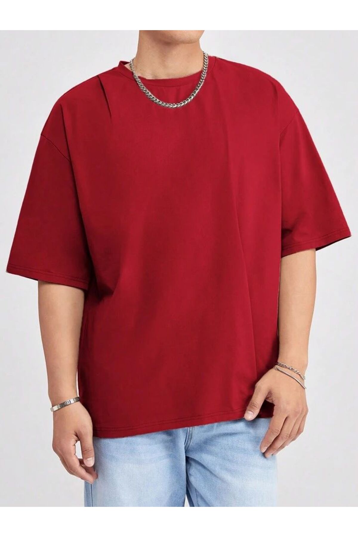 Erkek Giyim Rahat Kesim  Pamuklu Kısa Kol (Oversize) Tshirt