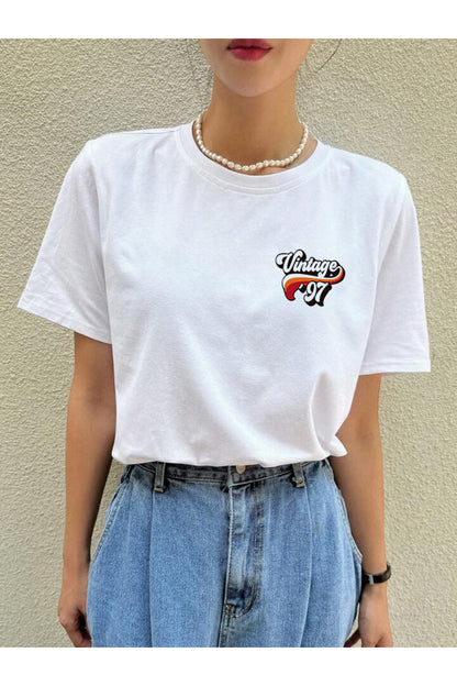 97 Vintage Baskılı Pamuklu Kısa Kol (Oversize) Tshirt